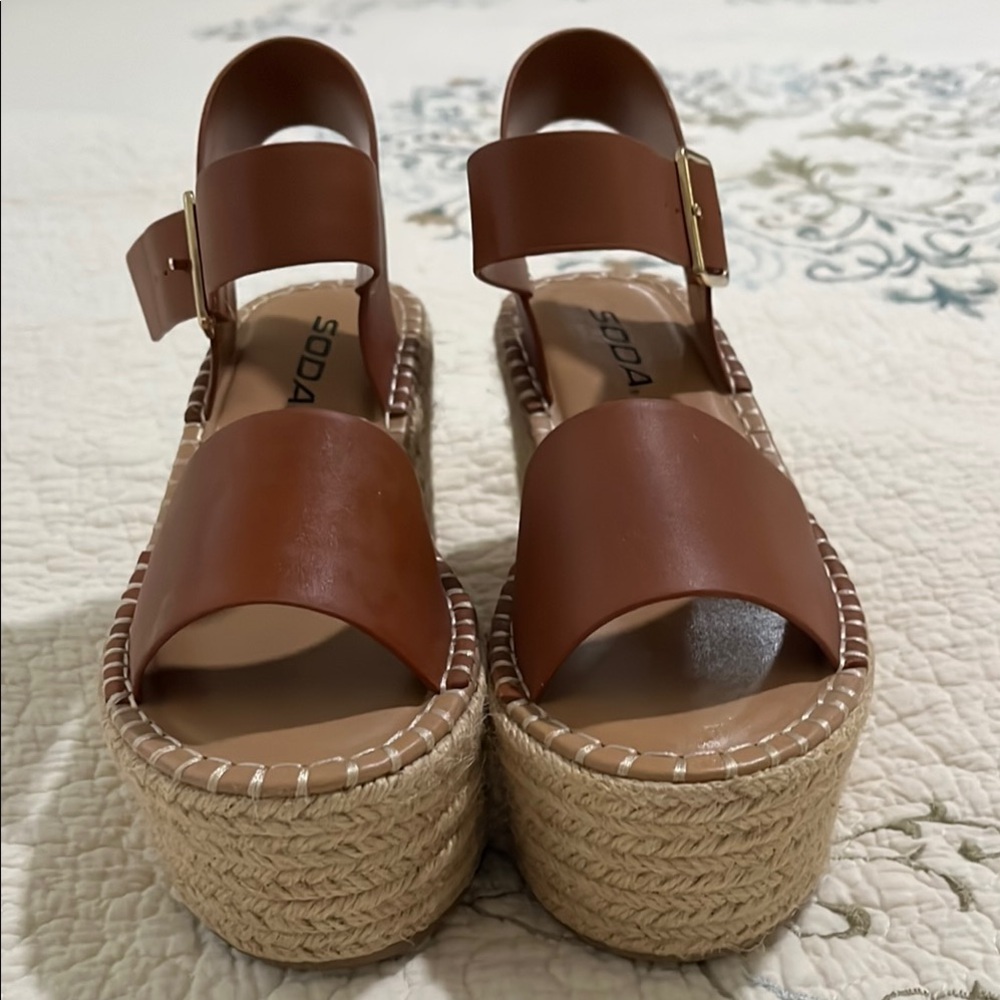 Brown platform sandals